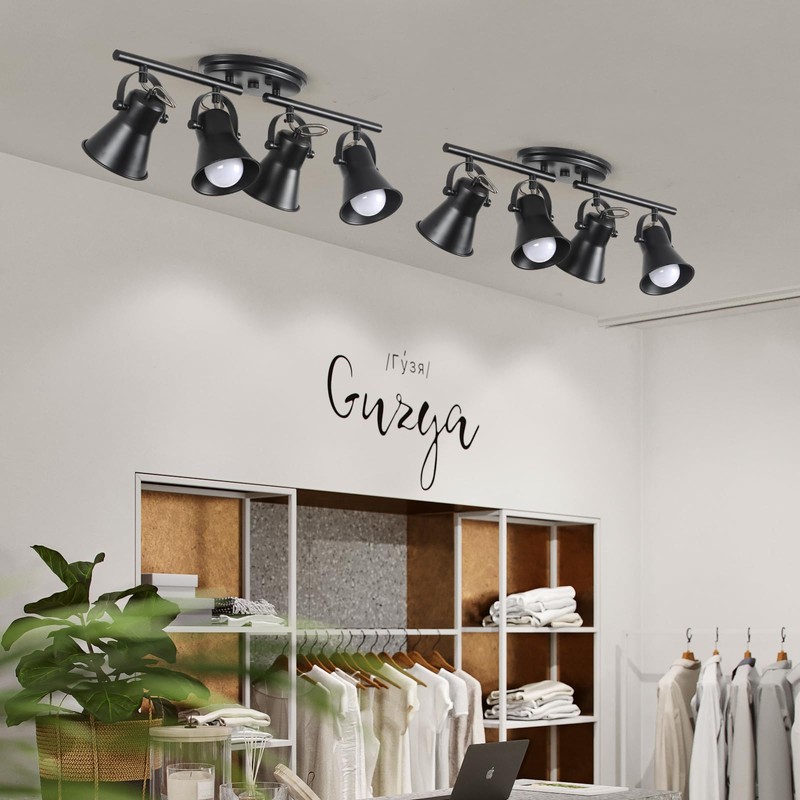 SEEBLEN 4-Light Track Lighting Kit, Directional Ceiling Light, Industrial Black