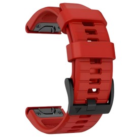 OUTVI Silicone watch band compatible with garmin fenix 5x 6x Pro 7x 3 hr quick fit 26mm bands replacement for Epix Pro Gen 2 51mm Enduro 2 Descent Mk1 Mk2 Mk2i Mk3i tactix soft men women Red