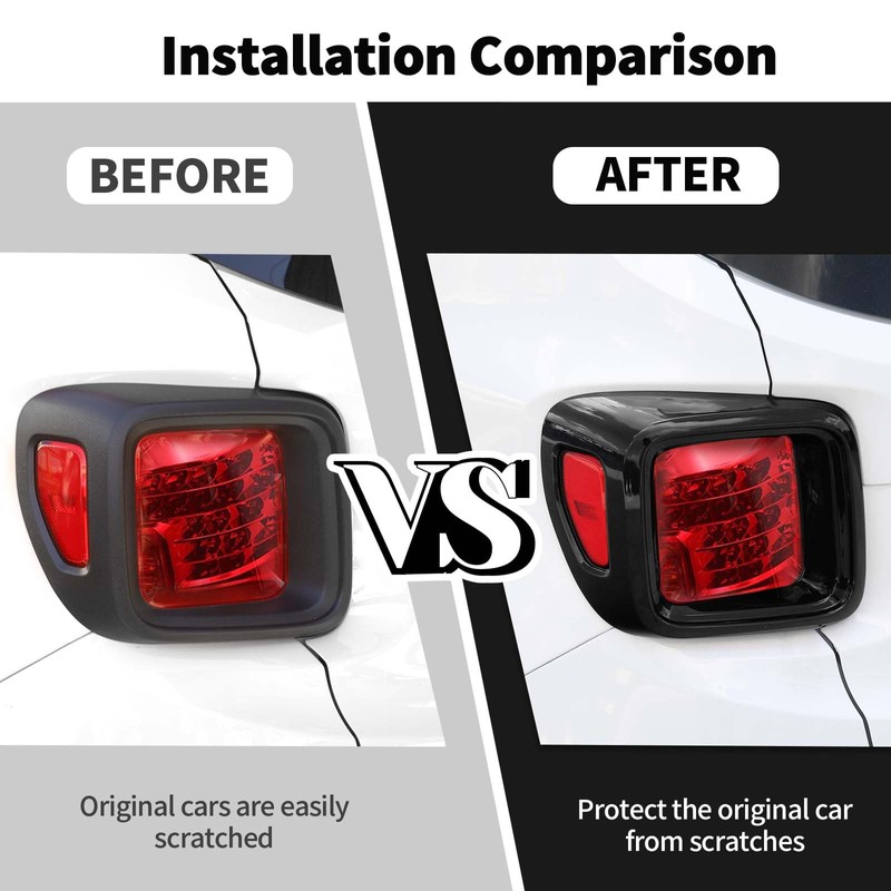 Jimen Tail Light Cover Trim Compatible with Jeep Renegade 2015-2023