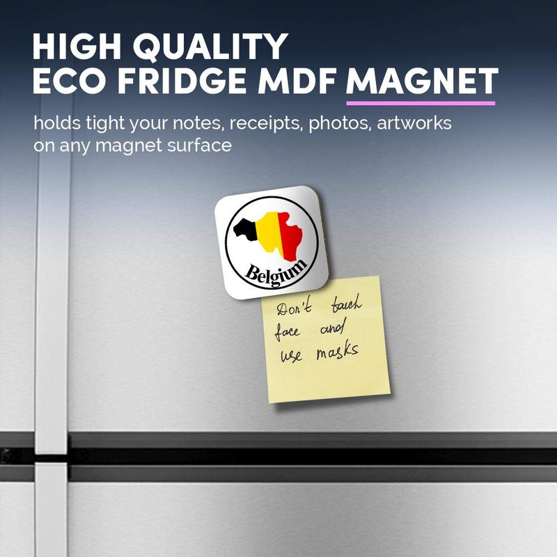 1 x Square MDF Fridge Magnet - Belgium Map Flag