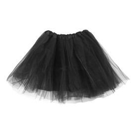 Luwint Short Black Tutu Skirt for Women, 3 Layered Lightweight Tulle Skirt for Teen Adult Costume Running
