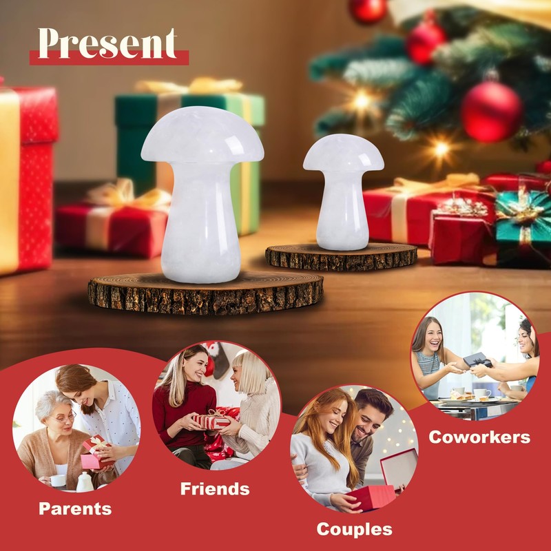 ZHIYUXI Clear Quartz Crystal Mushroom Figurines Healing Stones Mini Mushroom