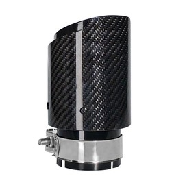 Bielpord 2.5"Inlet 3.5"Outlet Car Exhaust Tips Stainless Steel and Carbon Fiber Tailpipe Exhaust Pipe Tail Throat Tail Pipe GlossyBlack