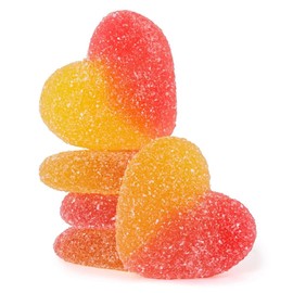 Bayside Candy Gummy Sour Peachy Hearts - Peach Flavored Hearts Gummi Candy - Valentine's Gummy Candy (1LB)