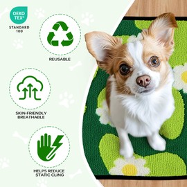 Qeils Reusable Puppy Pads for Small Dogs, Washable Pee Pads with Non-Slip , Absorbent Leakproof Mat for Crates, Playpens, Pet Beds & Whelping, Indoor Potty Training Grass Green, 14"x18", 2 Pack