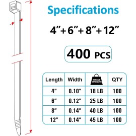 ANOSON Zip Ties Assorted Sizes(4”+6”+8”