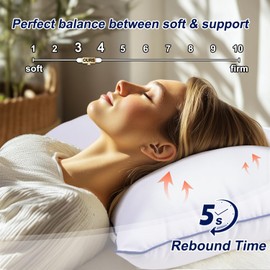 Favocama Bed Pillows Queen Size Set of 2 Hotel Collection Bed Pillow for Sleeping Queen Pillows 2 Pack for Back, Stomach or Side Sleepers Soft and Supportive Washable Pillow for Bedroom