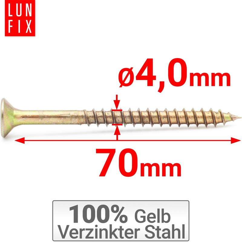 LUN FIX Universal Screw 4.0 x 70 mm - Pack