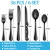 36 Pcs Black Silverware Set with Steak Knives, Stainless Steel