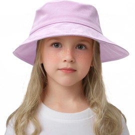 Jastore Kids Sun Hat Bucket Hat for Girls Boys Summer Sun Protection Cotton Unisex Beach Cap (US, Age, 3 Years, 6 Years, Purple)