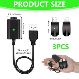 Tohhdov 3 Pcs Smart USB Charger Cable with LED Indicator, Overcharge Protection for Wireless Soldering Irons