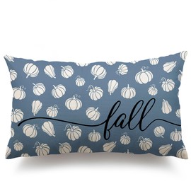 DFXSZ Fall Pillow Covers 12x20 Inch Autumn Thanksgiving Blue Pumpkins Lumbar Polyester Fall Decoration for Home Couch YZT093C12