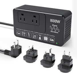 Bonazza International European Travel Adapter 220V to 110V Power Voltage Converter US to Europe for Hair Dryer/Straightener/Curling Iron, 1600W - Plug and Play, Power Any American Appliances Overseas