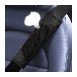 XINLIYA Car Seat Belt Pads Cover, 2 Pack Leather Mesh Universal Seatbelt Shoulder Strap Protector, Soft Harness Pad Safety Belt Cover for Comfortable Driving, Car Interior Accessories (Black)