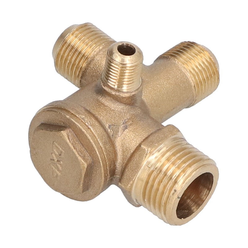 Air Compressor Valve Replacement Components Brass 4 Way Double Pipe