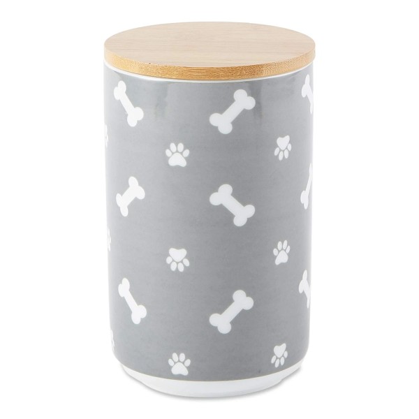 Bone Dry Gray Paw Print Treat Jar 4X6.5 Food Storage