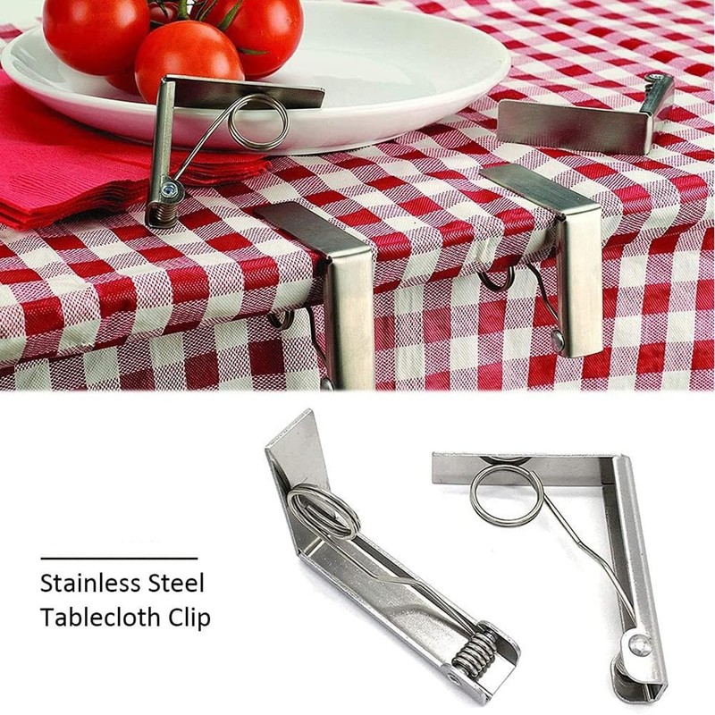 AIMALL 6pcs Stainless Steel Tablecloth Clip, 2.87x2.4x0.67in, High Strength Elastic