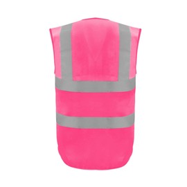 ZUJA Reflective Safety Vest Neon Vest with 2 Inch Reflective Strips ANSI Class 2 High Visibility Vest Construction Vest for Women & Men (Pink, 2XL)