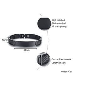 MEALGUET Above All Else,Guard Your Heart Engraved Stainless Steel Christian Bible Verse Cross Carbon Fiber Link Bracelet for Men