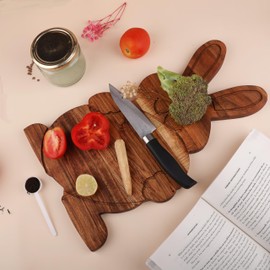 Affinity Decor Bunny Shaped Wood Serving Board, Wood Cutting Board for Kitchen, Bunny with Egg Wooden Charcuterie Boards, Serving Platter for Cheese and Food, 15.6'' x 9.9"