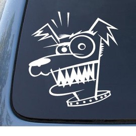 MAD DOG - Crazy Puppy Cujo - Vinyl Car Decal Sticker #1321 | Vinyl Color: White