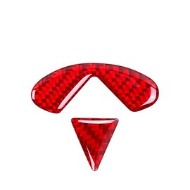 LANZMYAN Compatible with Steering Wheel Logo Caps Accessories Carbon Fiber Emblem Badge Decal Cover Sticker Q50 Q60 2013 2014 2016 2017 2019 Red