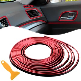 Car Interior Trim Strips - 32.8ft /10M Universal Car Gap Fillers Automobile Molding Line Decorative Accessories DIY Flexible Strip Garnish Accessory Including Installing Tool (2PCS 16.4ft Red)