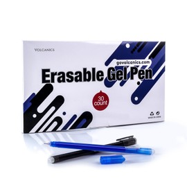 Volcanics Erasable-Gel-Pens Fine Point 0.5 mm, Mistakes Dispear, Black and Blue, 30 Pack Quick-Drying Ink, No Smudge Perfect for School, Office, and Home Use