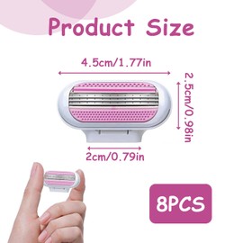 Pack of 8 Women's Razor Blades, Replacement Blades for Women's Razors, Universal Replacement Blades with Triple Blade System, Nourishing Moisture Strips, Long-Lasting, Precise Shaving for All Skin