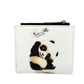 Amoyie Leather Wallet with Gift Box Money Organiser Bag with Zip Coin Pocket Cute Panda