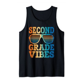 Retro Vintage Sunglasses Second Grade Vibes Back To School Tank Top