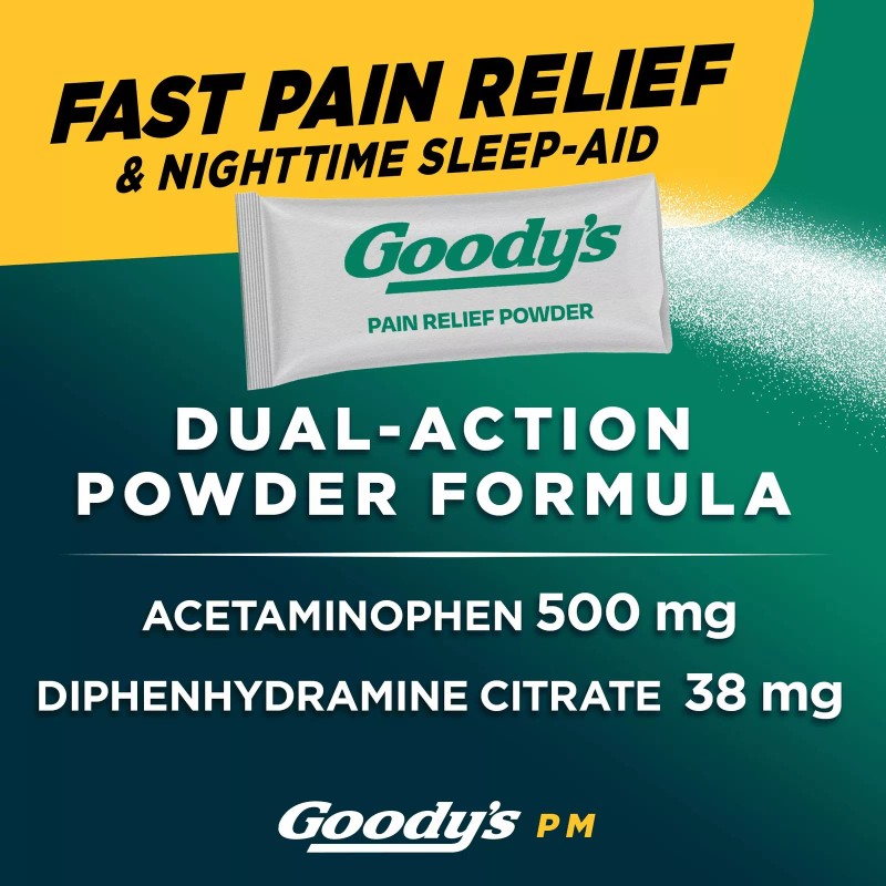 Goody's PM for Pain with Sleeplessness Nighttime Powder, 16 Powder