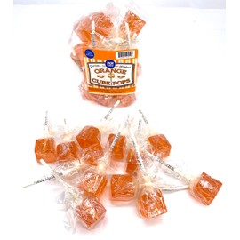 PKM Candies - 12 CT OLD FASHIONED SQUARE Cube Lollipop Suckers: Individually Wrapped Flavored Sucker Pack by Espeez - Party Pops (ORANGE)