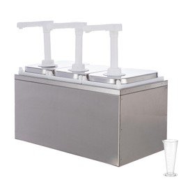 WELKOR 6.34 Quart Condiment Dispenser Pump,Syrup Pump Dispenser with Measuring Cup, Large Capacity Detachable Leak-Proof Design for Sauce, Honey, Syrup,Soy Sauce,Mustard,Cheese (2.11 QT, 3 pumphead)