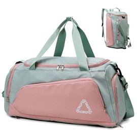 Suweir Women's 45L Sports Bag with Shoe Compartment, Wet Compartment, Waterproof Weekender Travel Gym Duffle Bag with Backpack, Swimming Bag, Sauna Bag, Training Bag for Travel, Fitness, Sports