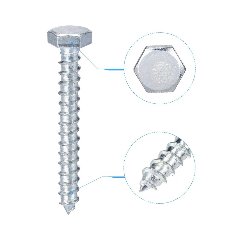 uxcell Hex Lag Screws, M8 x 60mm Carbon Steel Zinc