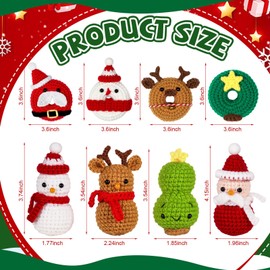 Yunlly 8 Pcs Crochet Kit for Beginners, Christmas Crochet Starter Kit DIY with Instructions and Video Tutorials for Beginners Adults and Kids Knitting Craft Supplies