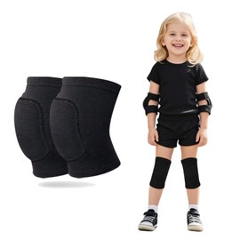 HUSHRICH Knee Pads for Kids Age 7-12 Years, Volleyball Knee Pads Thick Sponge Youth Girls Boys Anit-Slip Sport Knee Support Kneepads Brace for Volleyball Dance Yoga Running Climbing Black