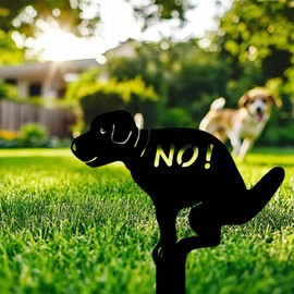 No Pooping Dog Yard Sign, Metal No Peeing Dog Sign with Stake for Grass Lawn, Patio, Sidewalk, Garden Decor for Outside - Black