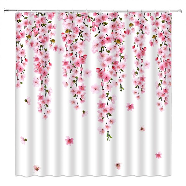 Cherry Blossom Shower Curtain Pink Flower Floral Weeping Vine Nature