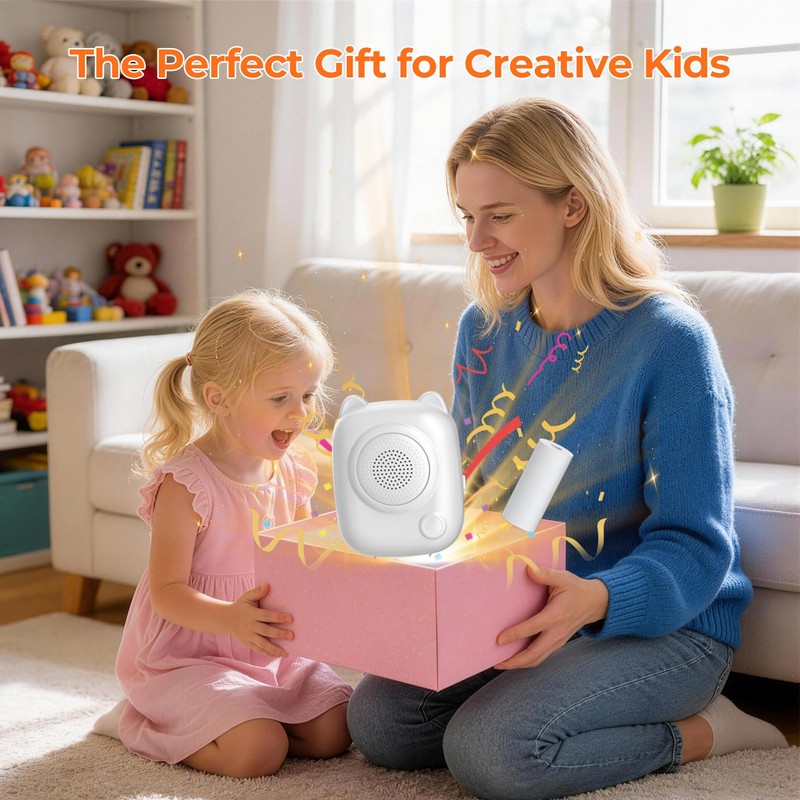 RayCue Printy AI Mini Voice-Control Printer, Kid-Safe AI Sticker Printer