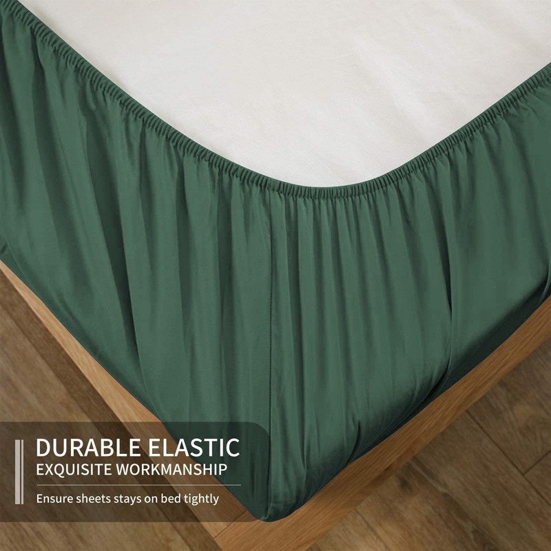 EaseHome Dark Green Full Size Bed Sheet Set -Deep Pocket