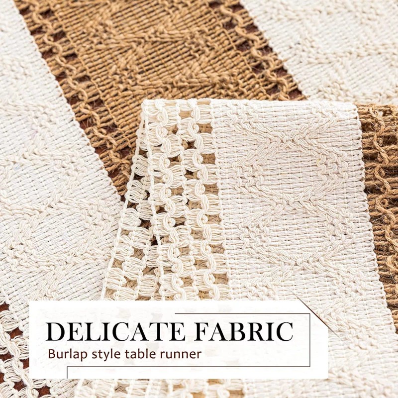 SANBREVE Camino De Mesa Tejido A Mano Con Borlas Vintage