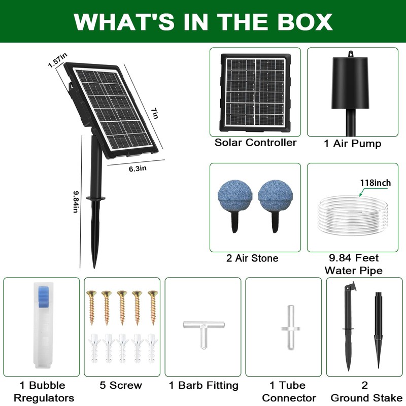 Upgraded Digital Display Solar Pond Aerator, 3 Working Modes(Low/Med/High) Solar