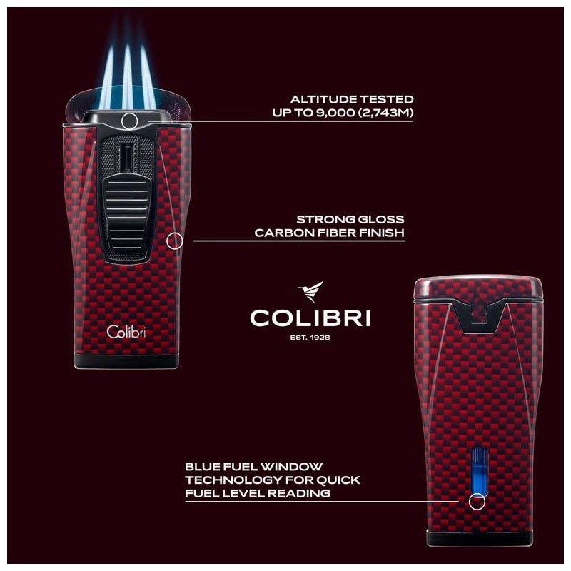 Colibri Monaco Triple Jet Flame Cigar Lighter, Wind Resistant, Blue