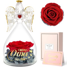 Sunia Gifts for Grandma Christmas, Best Grandma Gifts, Angel Figure with Saying Beste Oma der Welt, Eternal Rose Angel Gifts, Birthday Gift for Grandma, Eternal Flower Gift, Grandma Gift Christmas