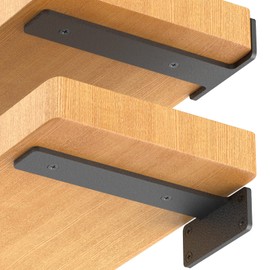 Starunder 8 Pack Floating Shelf Brackets, 6 Inch Heavy Duty Industrial Shelf Bracket, Black Metal L Brackets for Shelves Support DIY(1/5 Inch Thicked)