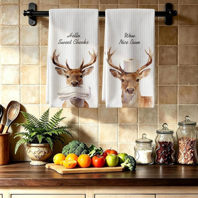 Funny Deer Bathroom Hand Towels, Deer Gift for Women