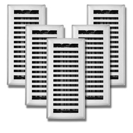 5Pcs, Sierra Grates 4" x 10" Contemporary Design Steel Floor Register in Glacier White Finish for Floor l- Decorative Air Vent Covers- Floor Register 4” x 10”