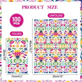 100PCS Mexican Floral Paper Napkins, 3 Ply Disposable Hand Towels, Cinco De Mayo Guest Napkins, Fiesta Decor for Wedding Birthday Taco Party Supplies